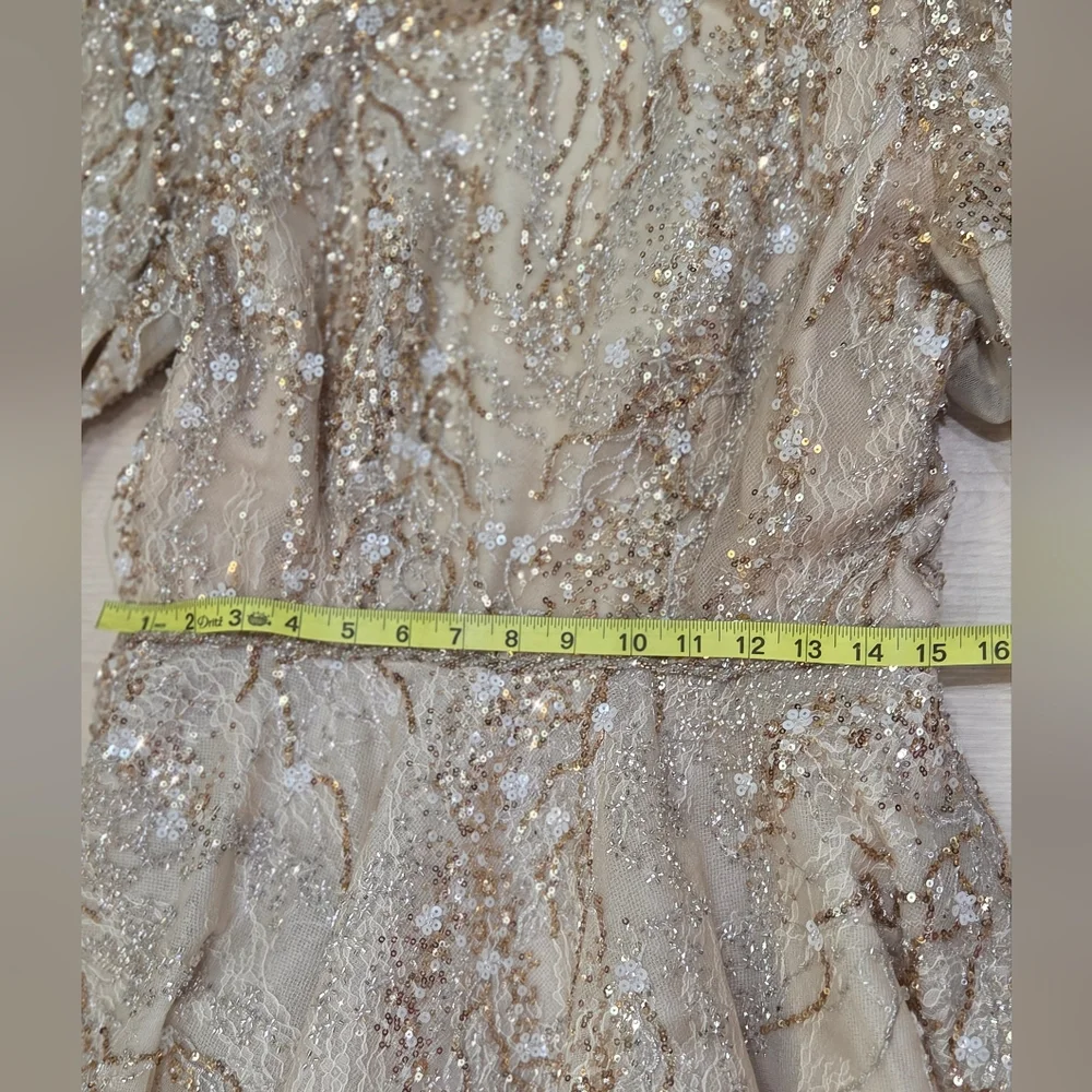 Tony Ward Couture Champagne Beaded Gown Formal Evening Dress Size L MSRP $10,000 - Picture 9 of 16